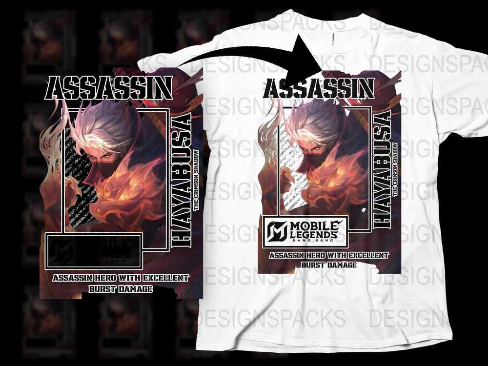 Mobile Legends Assassin Hero T-Shirt, Flammable Burst Damage Graphic Tee, Unique Gamer Apparel