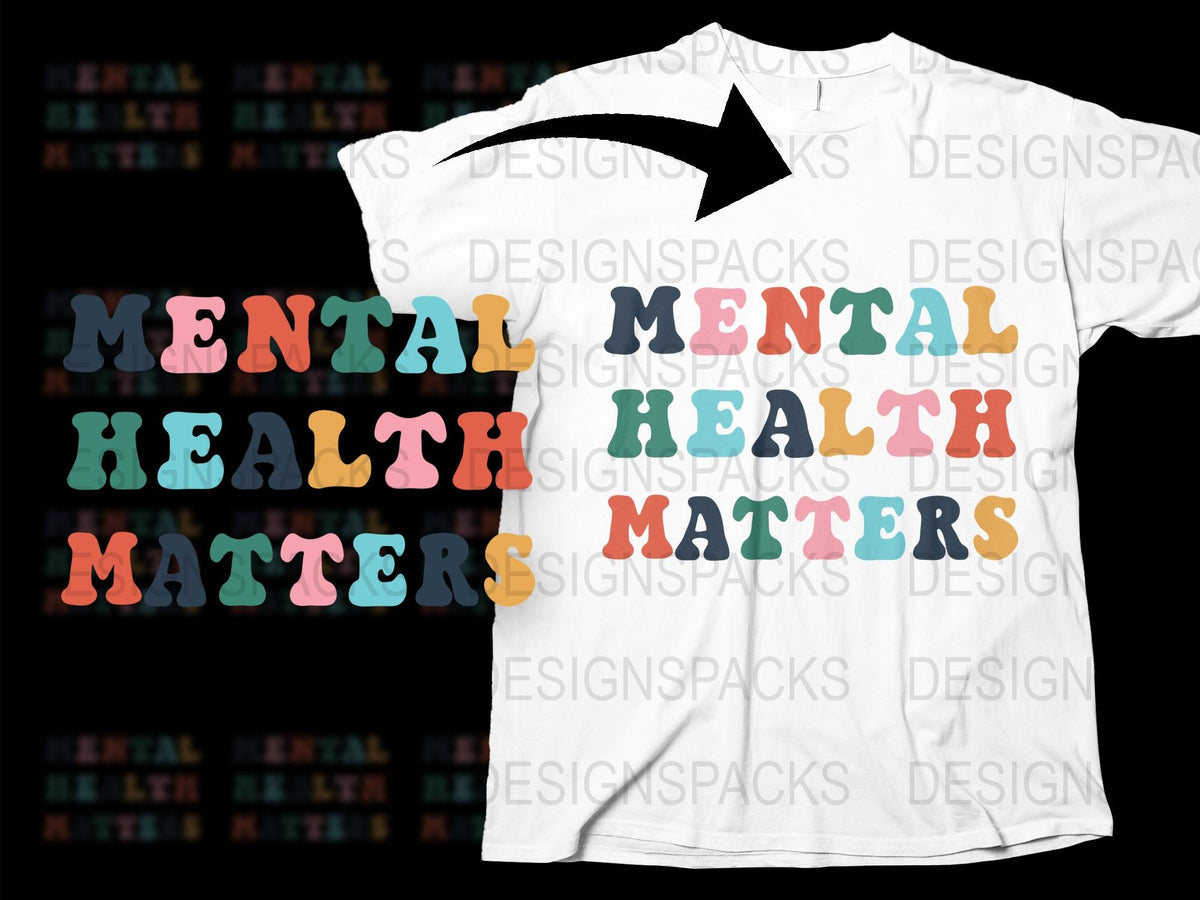 Mental Health Matters T-Shirt, Colorful Lettering, Awareness, Support Tee, Unisex Fashion, Gift Idea
