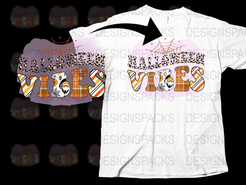 Spooky Halloween Vibes T-Shirt, Spider Web Graphic, Orange Black Holiday Tee for Men and Women