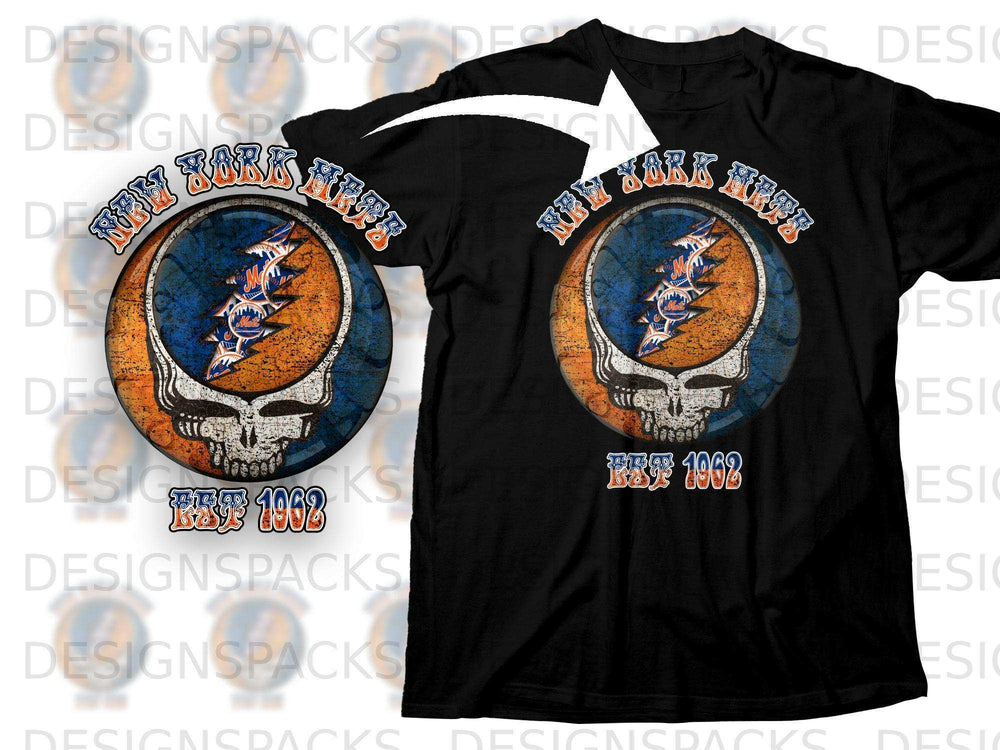 New York Mets Est 1962 Skull Graphic T-Shirt