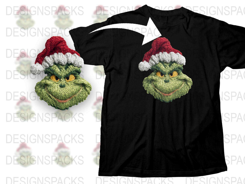 Grinch Face Christmas T-Shirt, Funny Holiday Santa Hat Tee, Unisex Xmas Gift Idea, Festive Winter Apparel