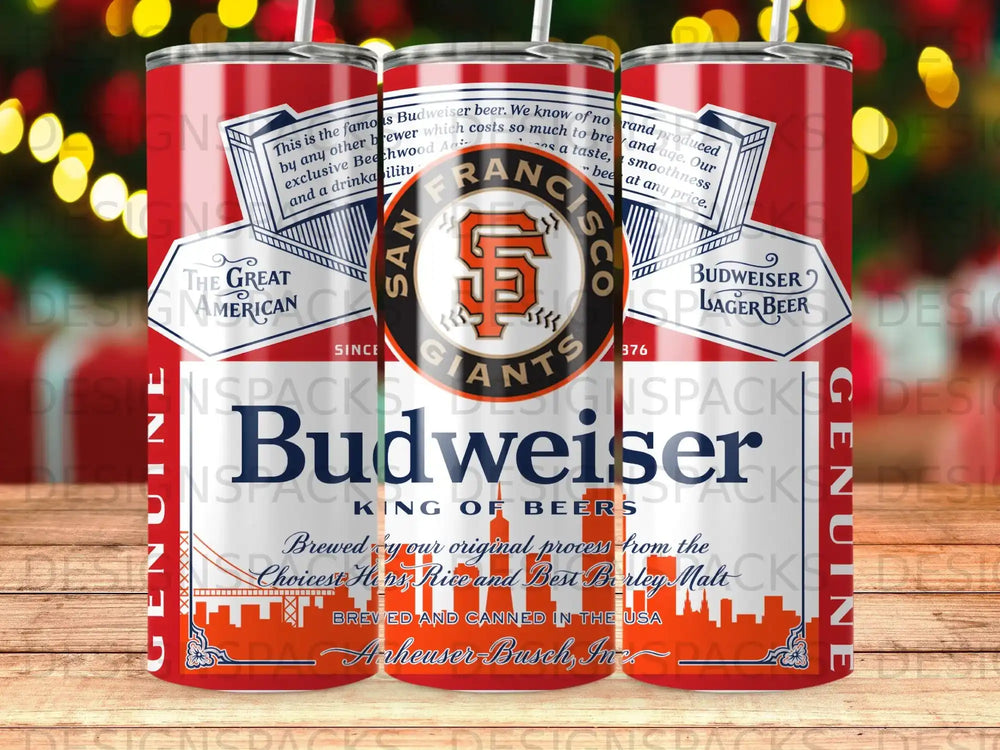 Budweiser beer can with San Francisco Giants logo, 16 oz.