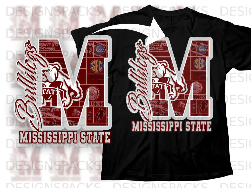 Mississippi State Bulldogs design black t-shirt