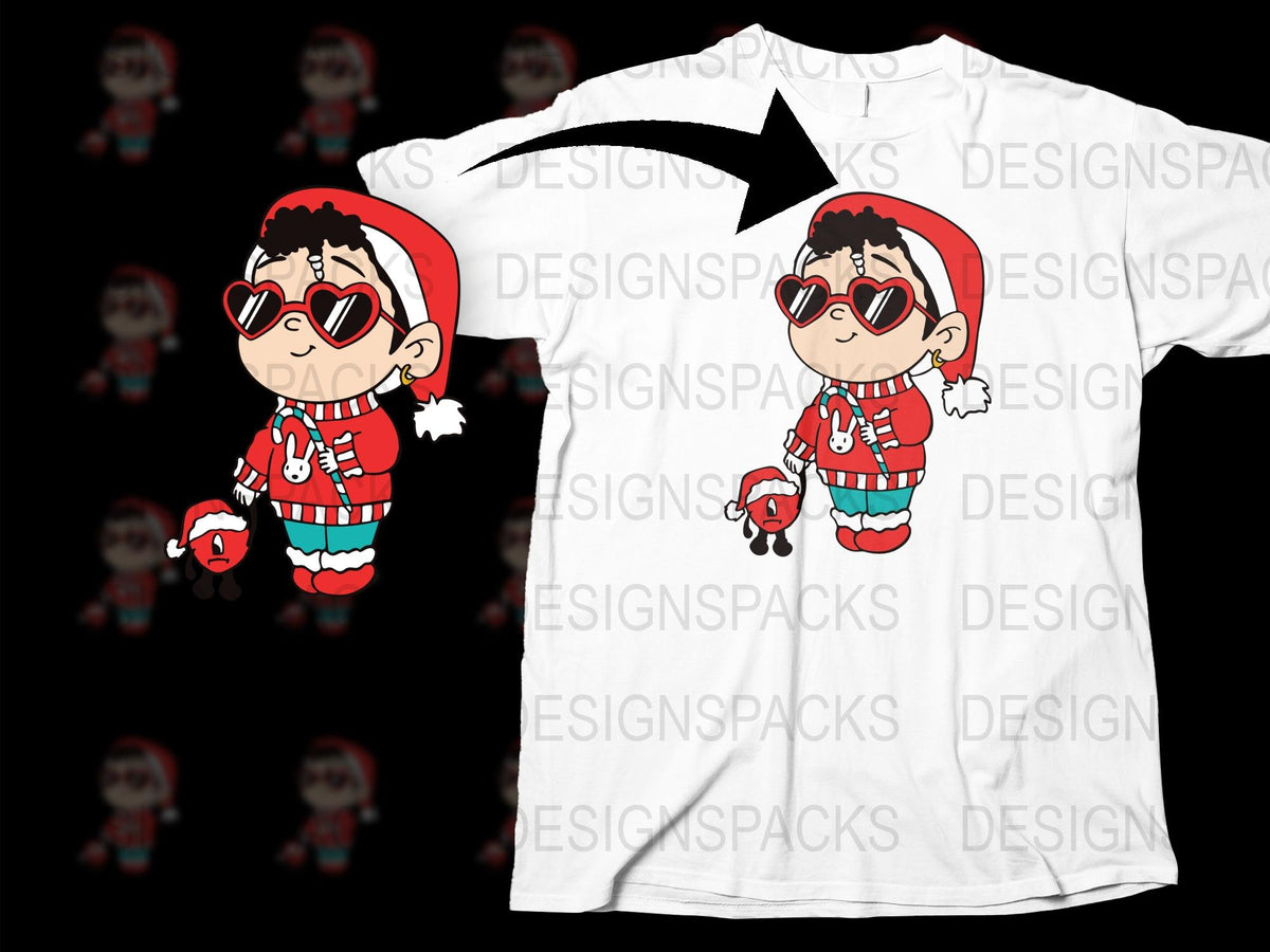 Christmas Elf Cartoon Character T-Shirt, Festive Holiday Graphic Tee, Unisex Kids and Adult Sizes, Casual Wear