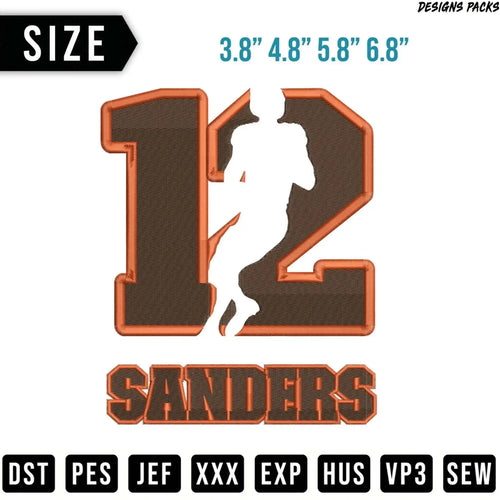 Brown football player silhouette on number 12 with 