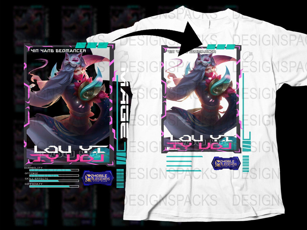 Mobile Legends Yu Zhong T-Shirt, Retro Neon Graphic Tee, Men's Gaming Shirt, Unique Gamer Apparel, Cool Gift Idea