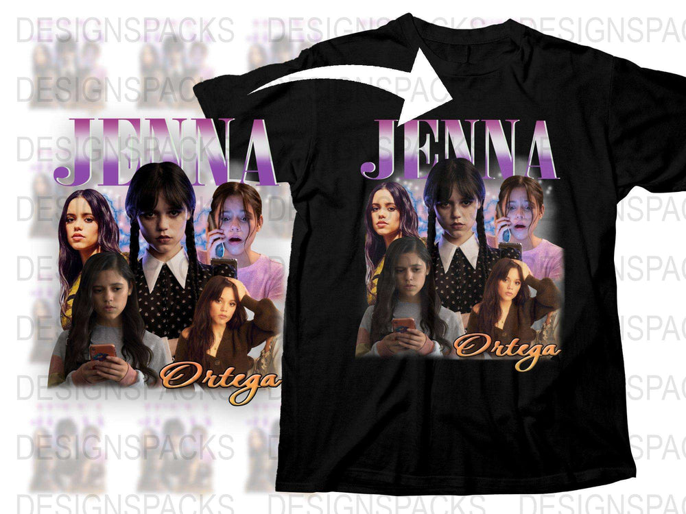 Jenna Ortega Inspired Fan T-Shirt, Multiple Poses, Graphic Tee, Black Cotton Shirt, Gift for Teens