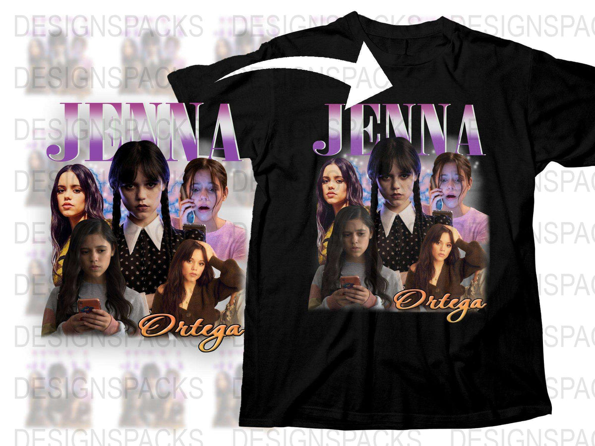 Jenna Ortega Inspired Fan T-Shirt, Multiple Poses, Graphic Tee, Black Cotton Shirt, Gift for Teens