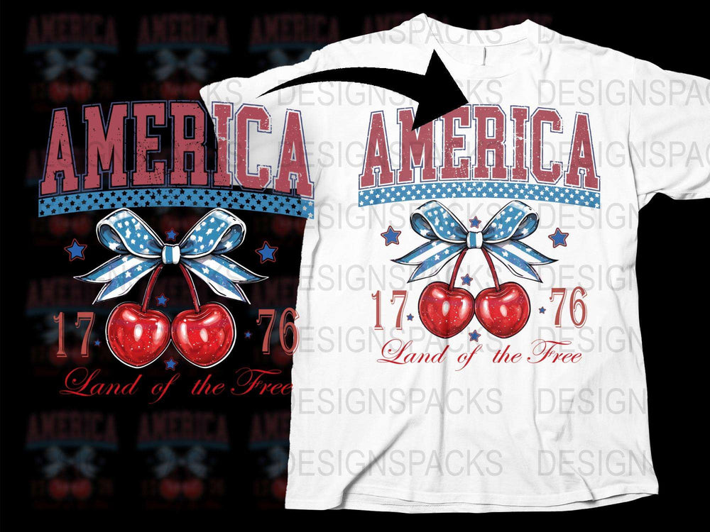 Patriotic America T-Shirt, 1776 Land of the Free, Vintage Style, Red White and Blue, Independence Day Apparel