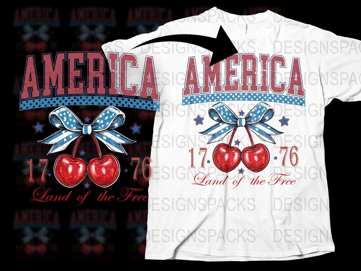 Patriotic America T-Shirt, 1776 Land of the Free, Vintage Style, Red White and Blue, Independence Day Apparel