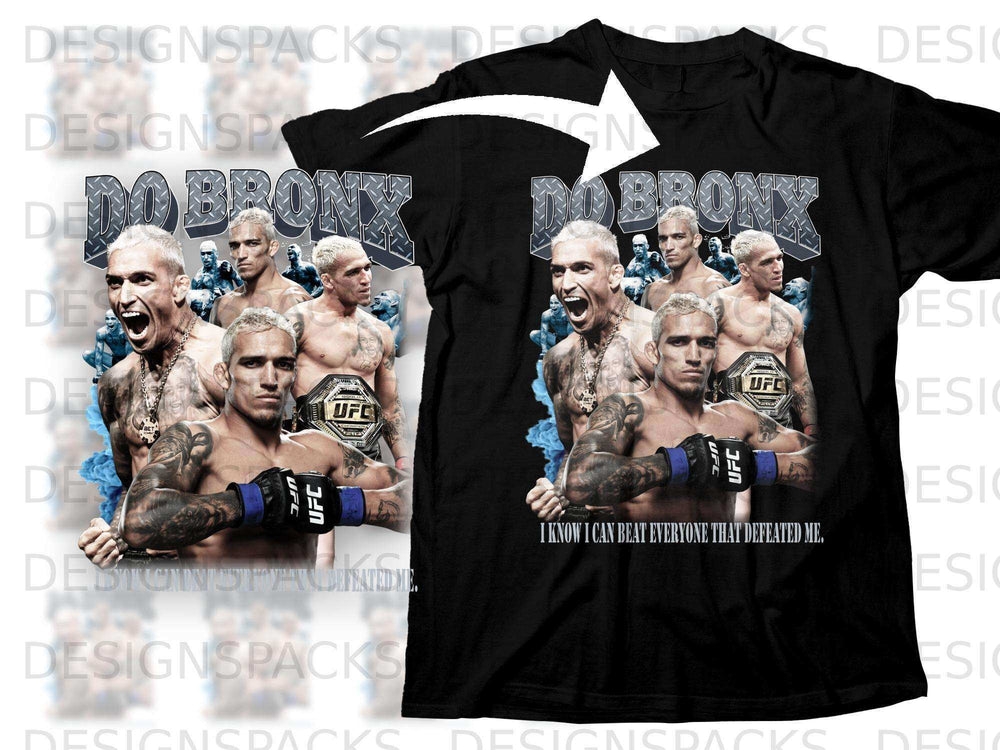 Charles Oliveira UFC t-shirt with fighter image and motivational quote.