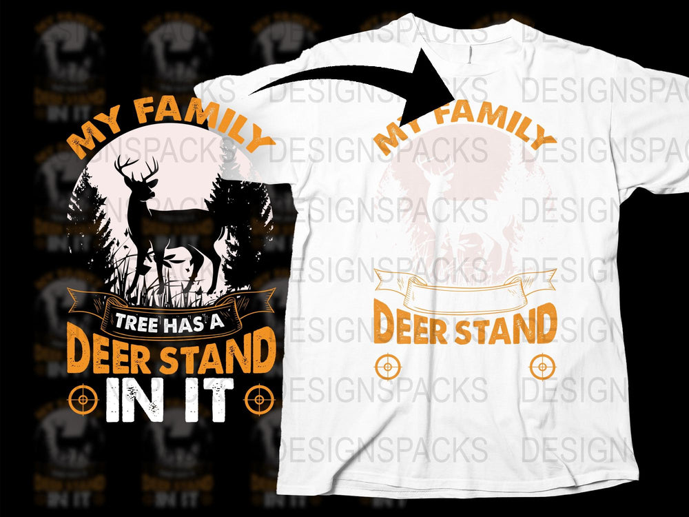 Hunting Themed T-Shirt, Family Deer Stand Graphic Tee, Outdoor Casual White Shirt