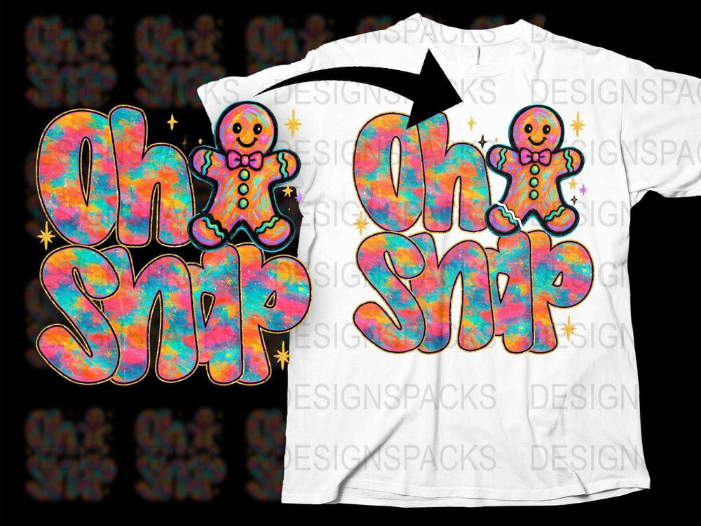 Oh Snap Gingerbread Man T-Shirt, Colorful Holiday Tee, Festive Christmas Shirt, Unisex Graphic Top