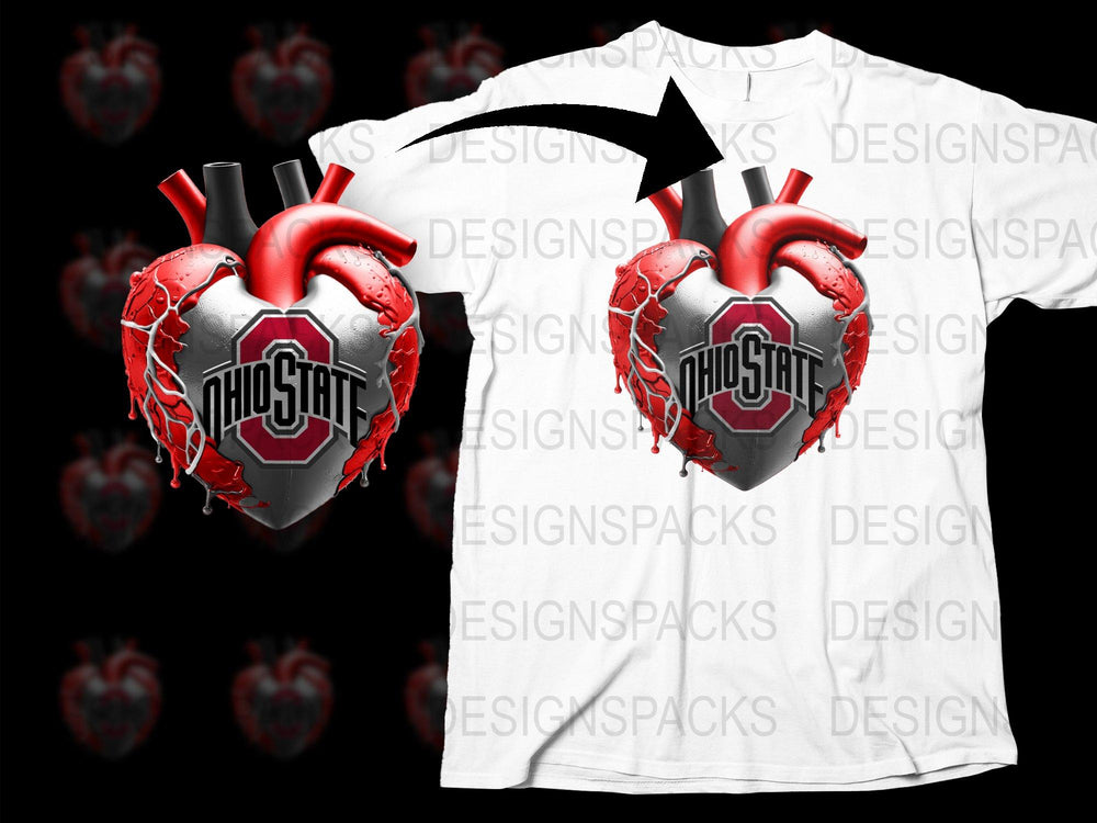 Ohio State Heart Design T-Shirt, Sports Fan Apparel, College Football Tee, Graphic Tee Gift