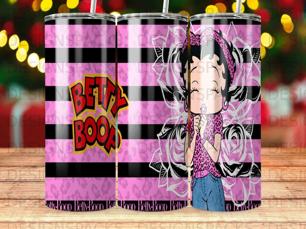 Betty Boop with leopard print and roses, text reads "BETTY BOOP".