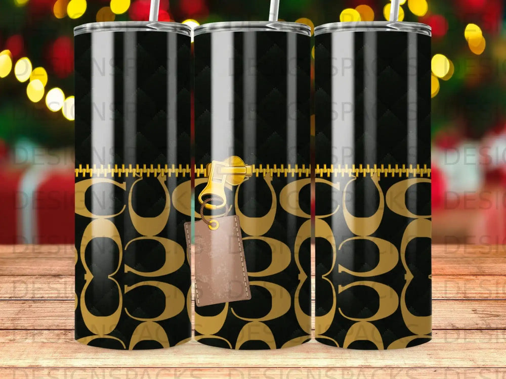 Black Quilted Zipper Golden C Logo Pattern Tumbler Whistle product type