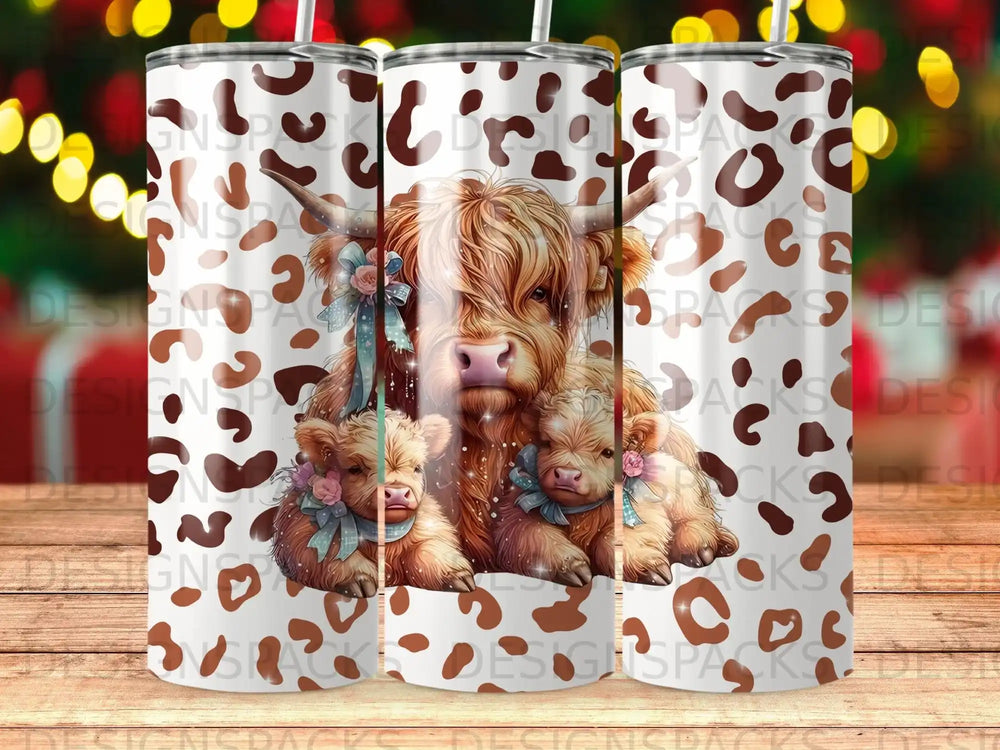 Highland Cow Mom Calves Animal Print Tumbler product type