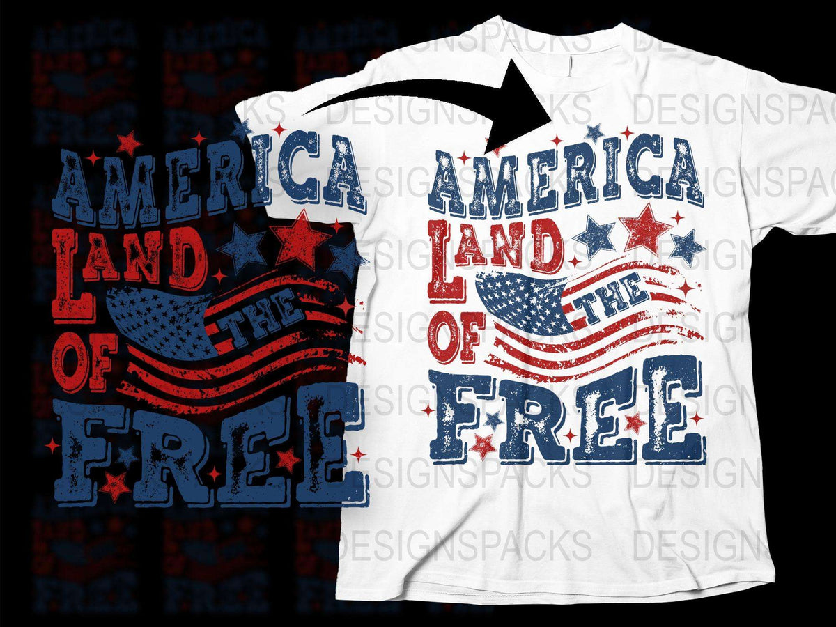 Patriotic America Land of the Free T-Shirt, USA Flag Stars Stripes Graphic Tee, Unisex Independence Day Apparel