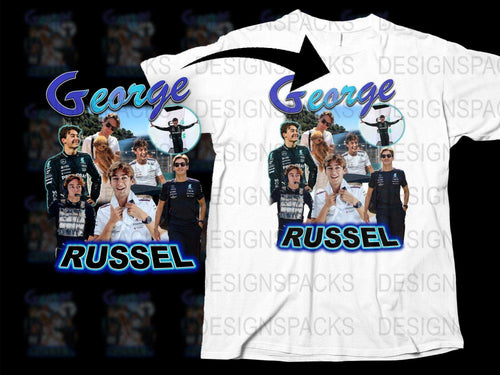George Russell F1 Racing T-Shirt, Formula One Driver Graphic Tee, Motorsport Fan Apparel, Casual Sportswear, Cool Racing Merchandise