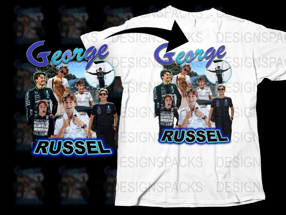 George Russell F1 Racing T-Shirt, Formula One Driver Graphic Tee, Motorsport Fan Apparel, Casual Sportswear, Cool Racing Merchandise