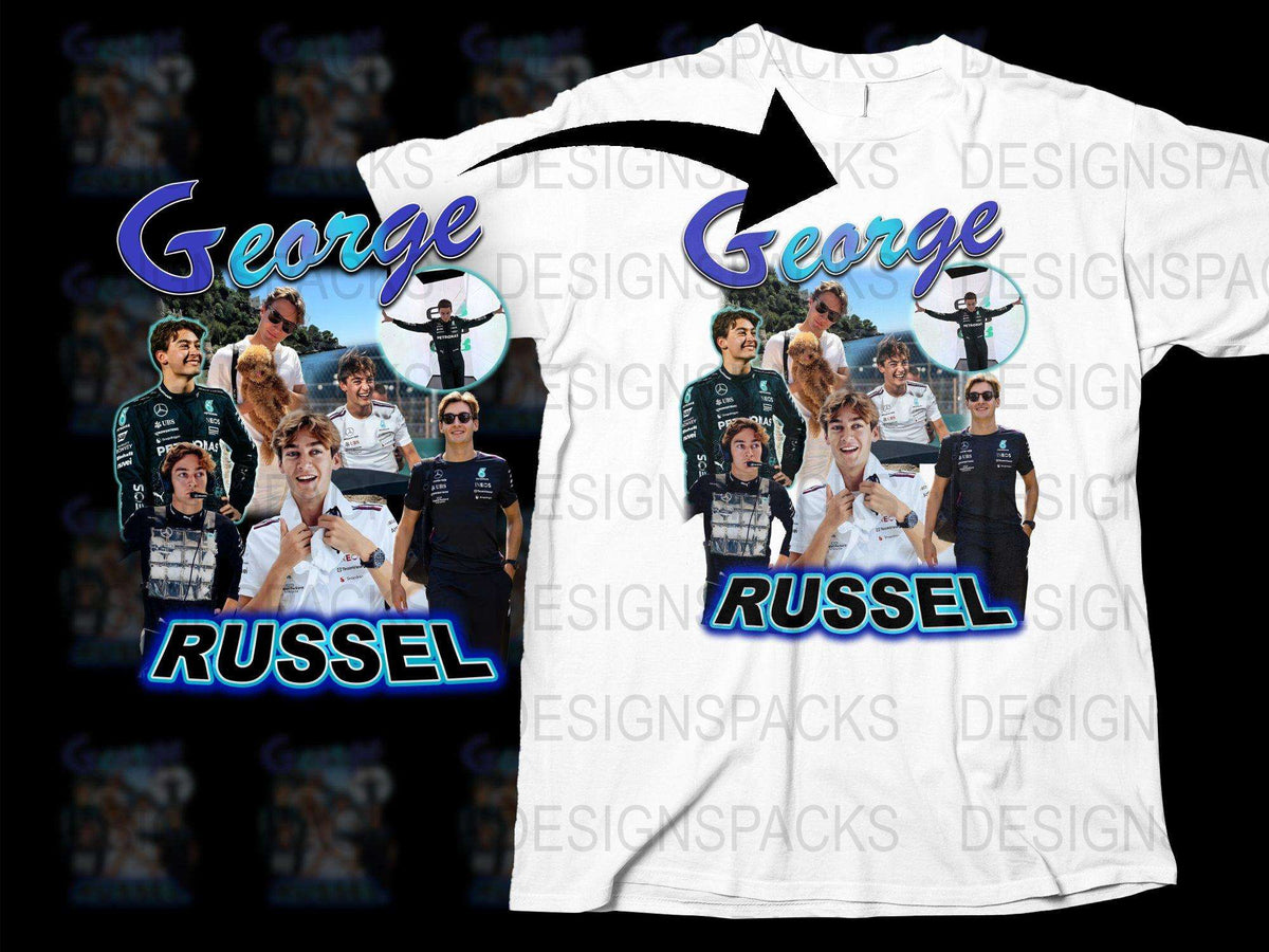George Russell F1 Racing T-Shirt, Formula One Driver Graphic Tee, Motorsport Fan Apparel, Casual Sportswear, Cool Racing Merchandise
