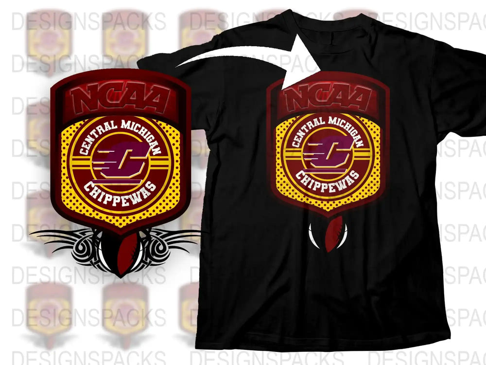 Central Michigan Chippewas NCAA Logo T-Shirt, Maroon and Yellow Graphic Tee, Sports Apparel, College Football Fan Gear