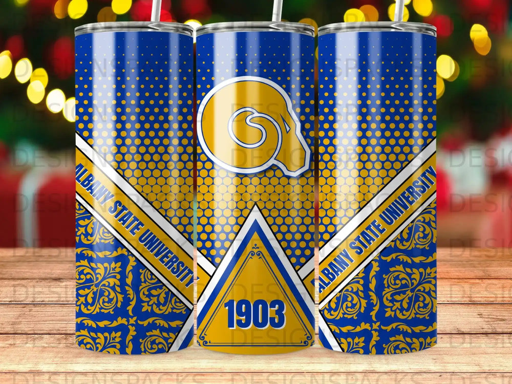 Albany State University Ram Logo 1903 Blue Gold Dots product type