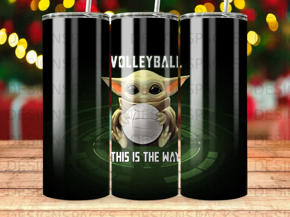 Baby Yoda holding a volleyball with "Volleyball. This is the way." text.