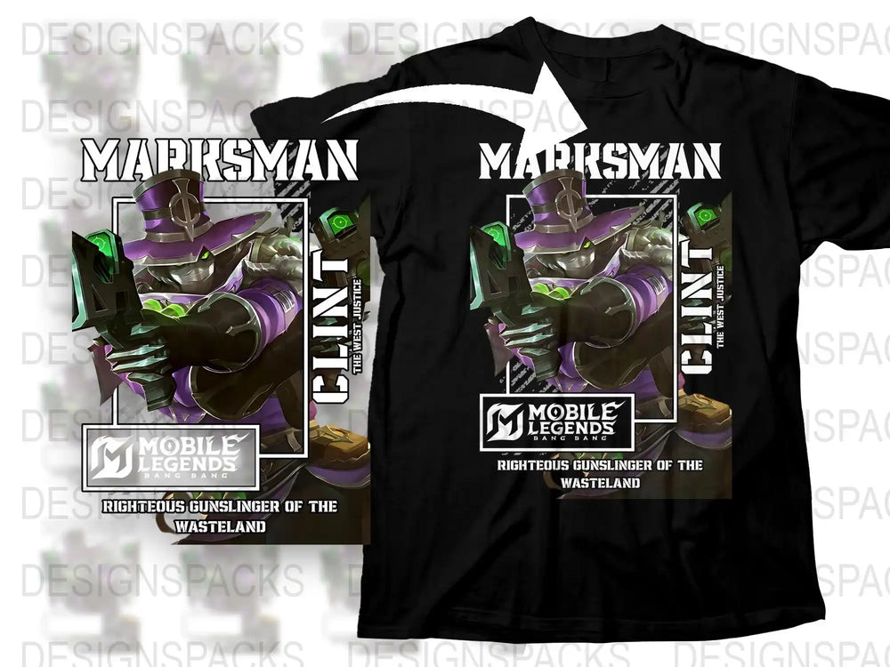 Mobile Legends Clint T-Shirt, Video Game Inspired Graphic Tee, Righteous Gunslinger Design, Gamer Apparel