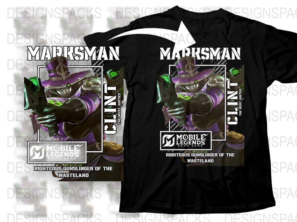 Mobile Legends Clint T-Shirt, Video Game Inspired Graphic Tee, Righteous Gunslinger Design, Gamer Apparel