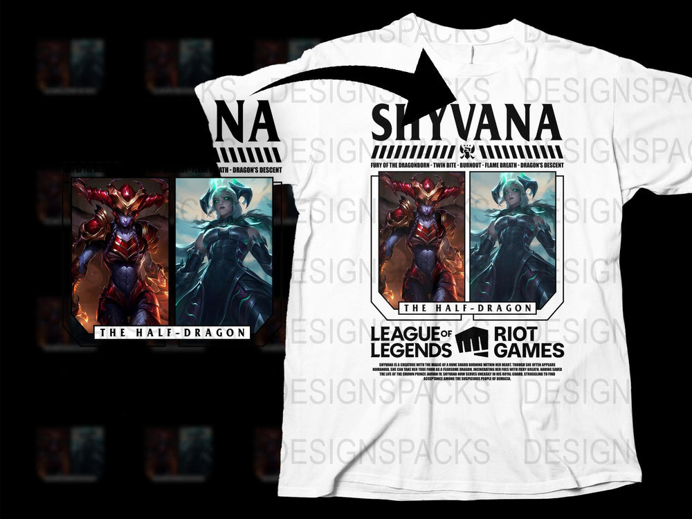 League of Legends Shyvana T-Shirt, The Half-Dragon Graphic Tee, Gaming Apparel