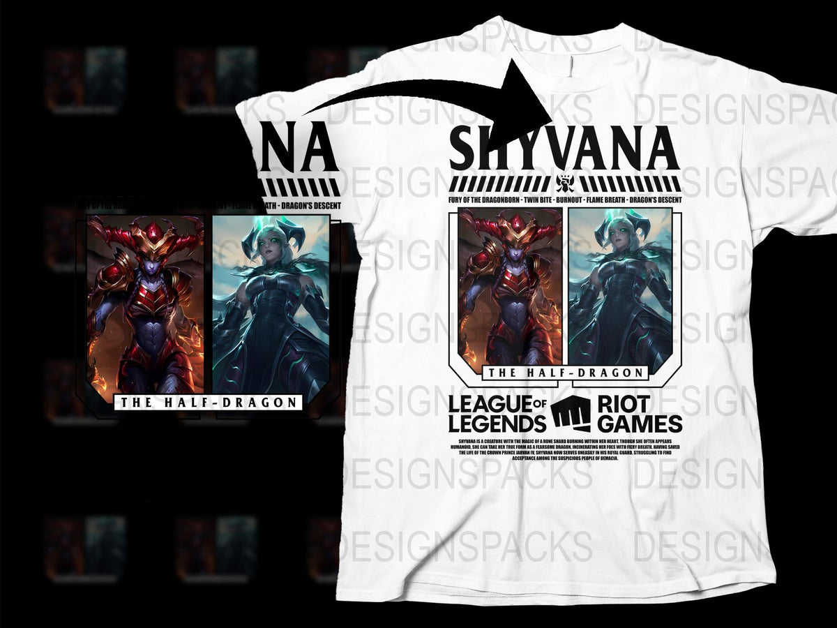 League of Legends Shyvana T-Shirt, The Half-Dragon Graphic Tee, Gaming Apparel