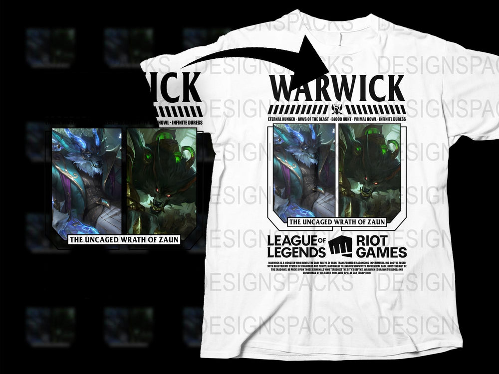 League of Legends Warwick Tee, Uncaged Wrath of Zaun Graphic T-Shirt, Gaming Apparel