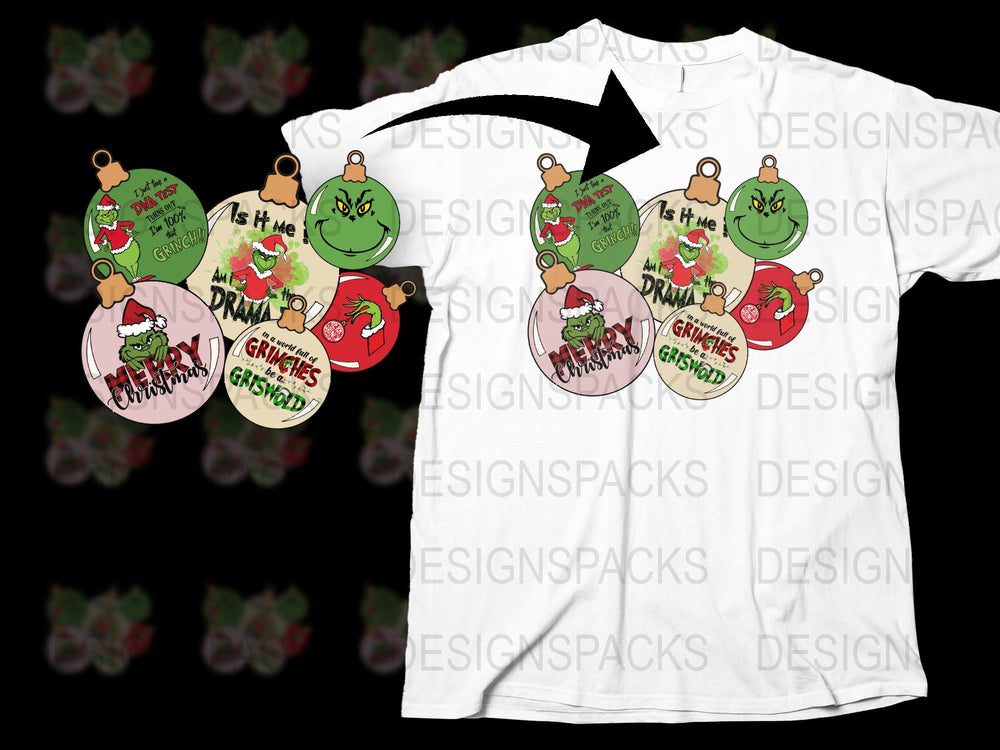 Grinch Christmas Ornament T-Shirt, Funny Holiday Tee, Whoville Inspired Festive Apparel