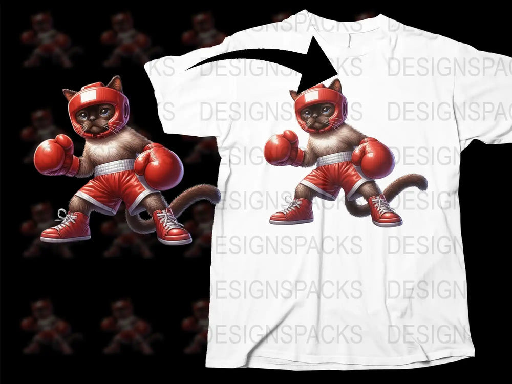 Kids Boxing Cat T-Shirt, Cute Cartoon Fighter Cat Tee, Animal Character Sports Shirt, Unique Graphic Top for Children