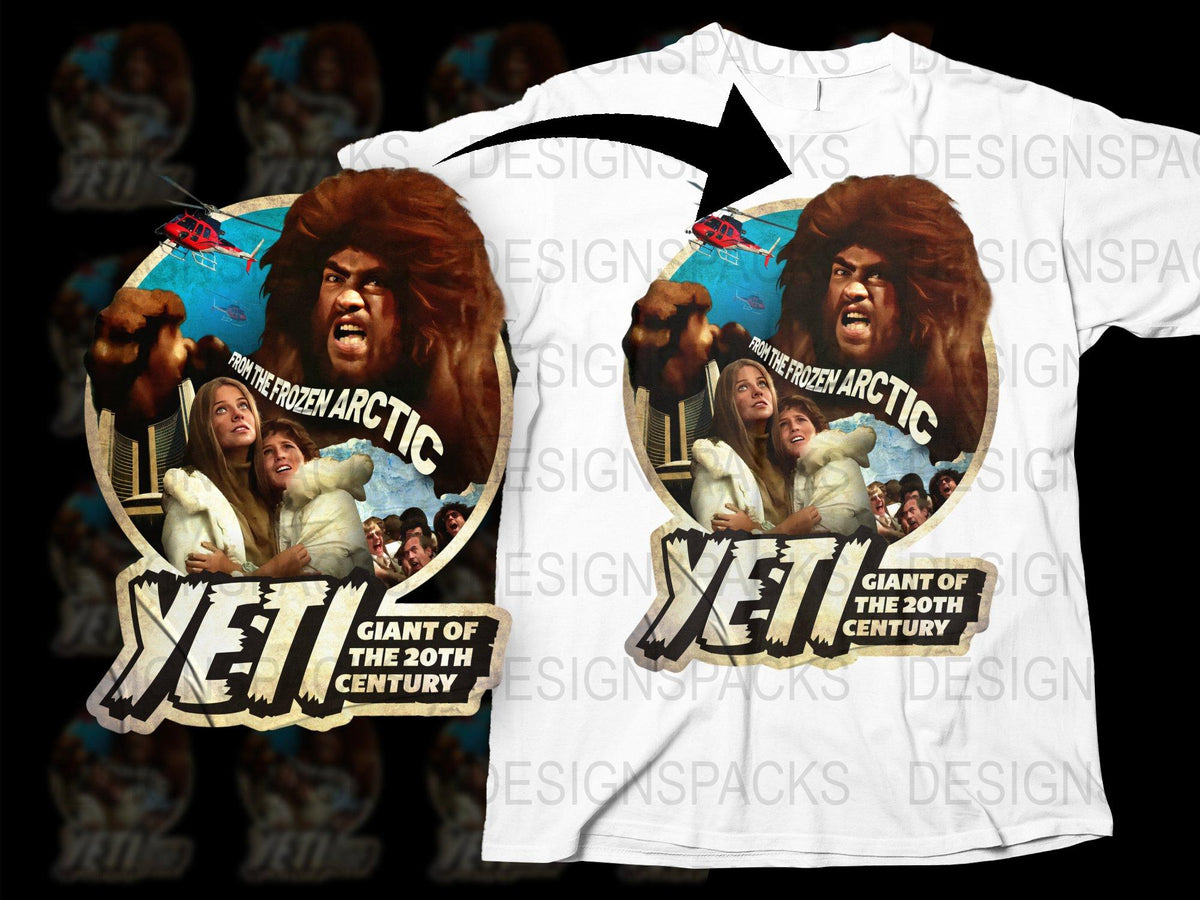 Vintage Yeti Movie T-Shirt, Retro Graphic Tee, 70s B-Movie Style, Collectible Film Merchandise, Unisex Fashion Shirt, Unique Gift Idea