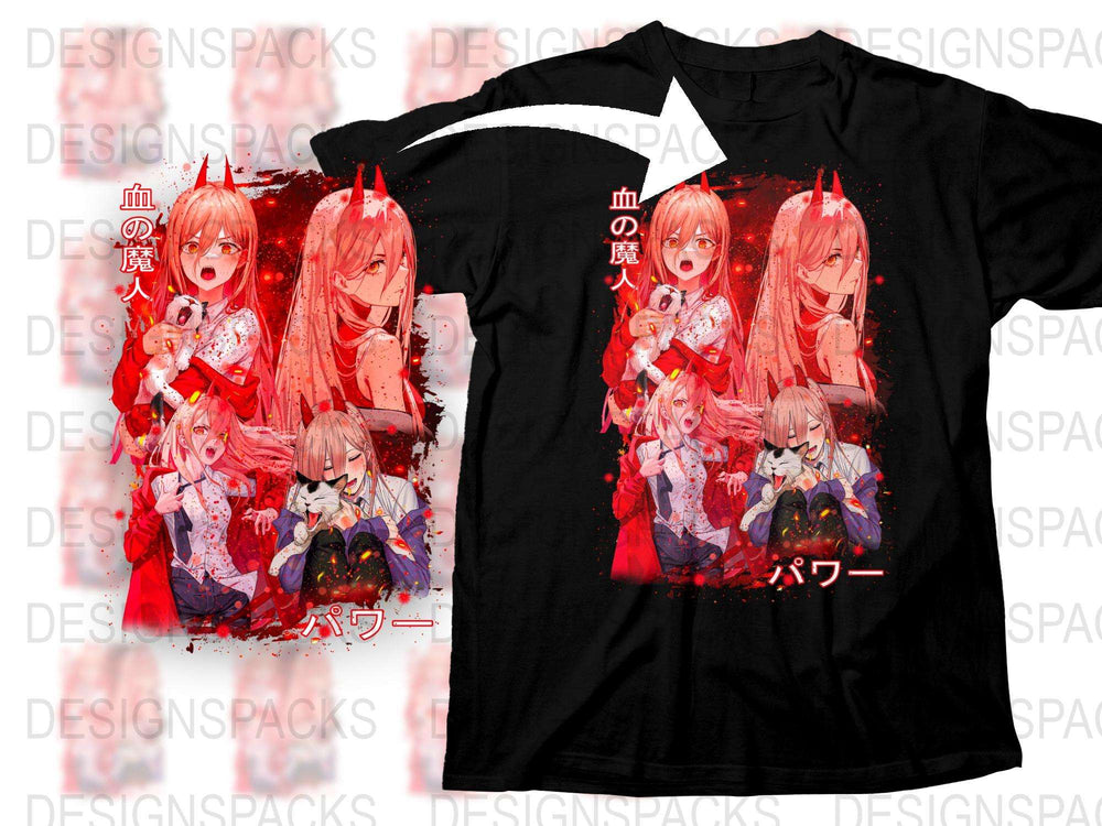 Anime Girl T-Shirt Red Hair Samurai Design, Japanese Manga Style Tee, Unique Graphic Shirt for Anime Fans