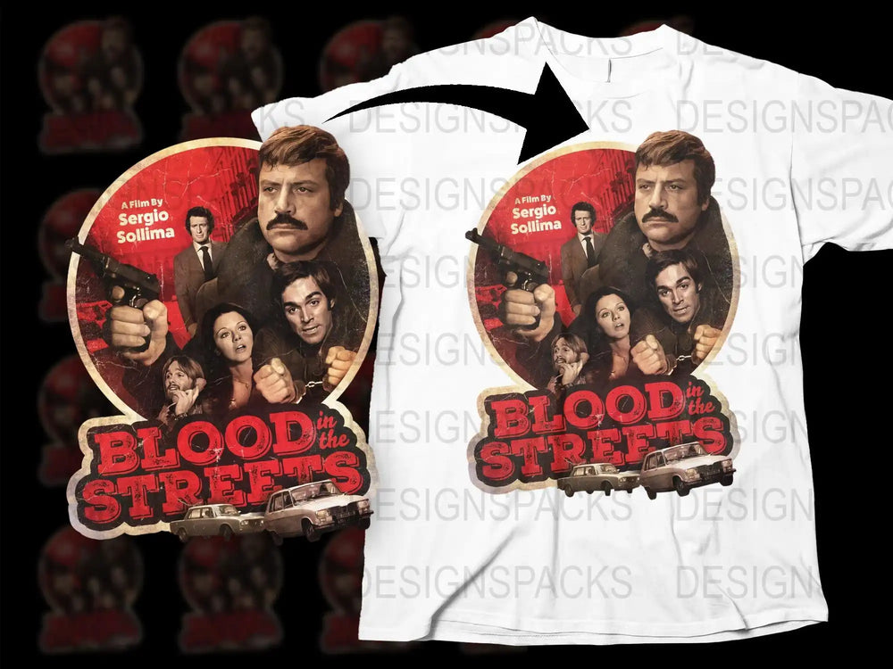 Vintage Movie Poster T-Shirt, Blood on the Streets, Retro Film Tee, Graphic Print Shirt, Unisex Clothing