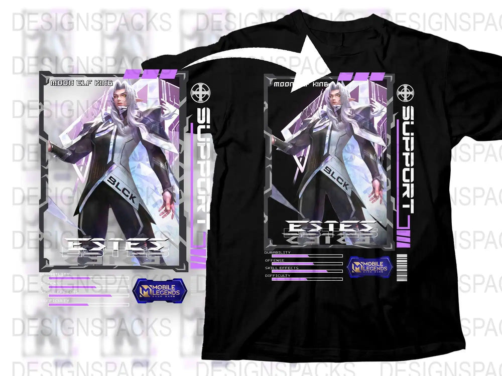 Mobile Legends Esmeralda Gamer T-Shirt, Black Graphic Tee, Unisex Gaming Shirt, Fantasy Character Apparel, Esports Gear