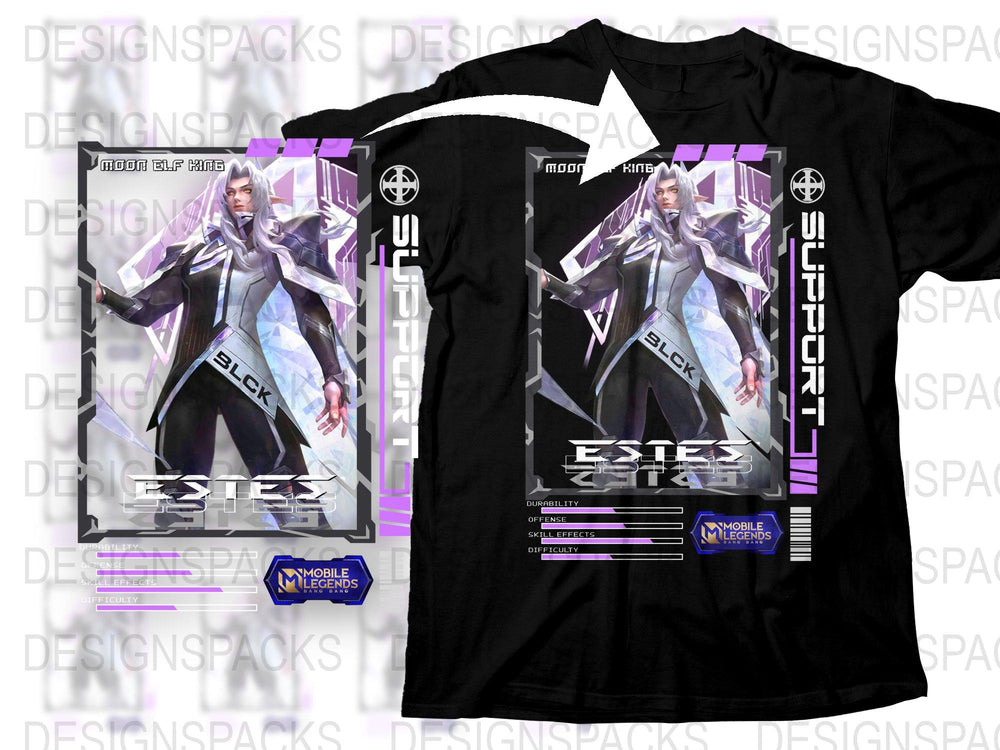 Mobile Legends Esmeralda Gamer T-Shirt, Black Graphic Tee, Unisex Gaming Shirt, Fantasy Character Apparel, Esports Gear