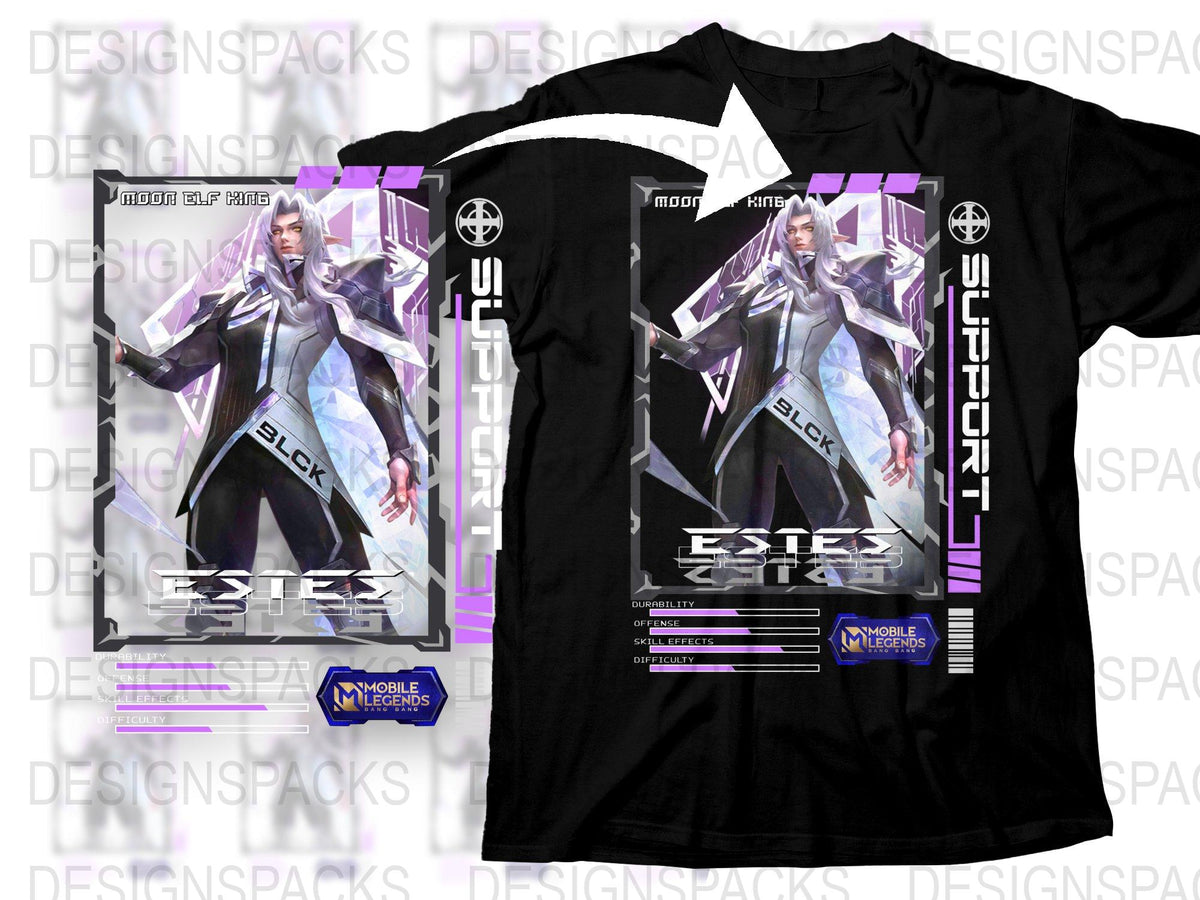 Mobile Legends Esmeralda Gamer T-Shirt, Black Graphic Tee, Unisex Gaming Shirt, Fantasy Character Apparel, Esports Gear