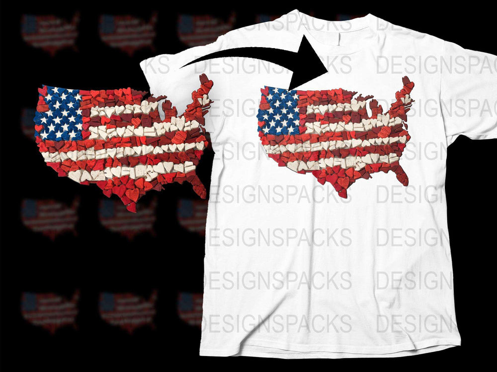 Patriotic USA Flag T-Shirt American Map Graphic Tee Fourth of July Apparel Independence Day Clothing Unisex Style