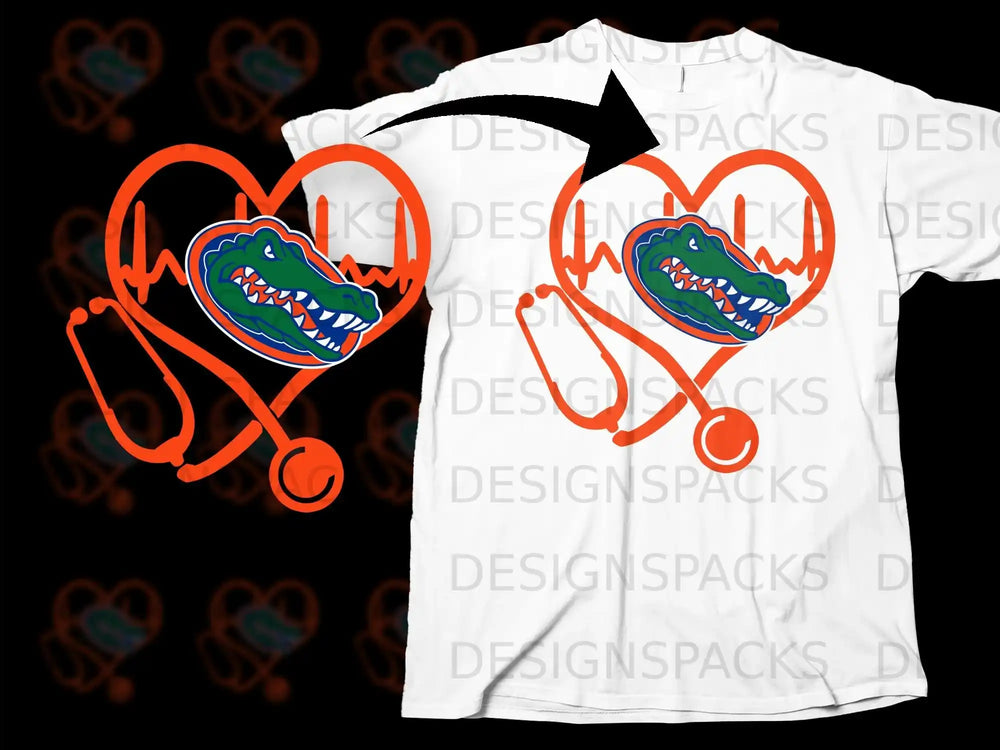 Gator Heartbeat Stethoscope Design Printed Shirt