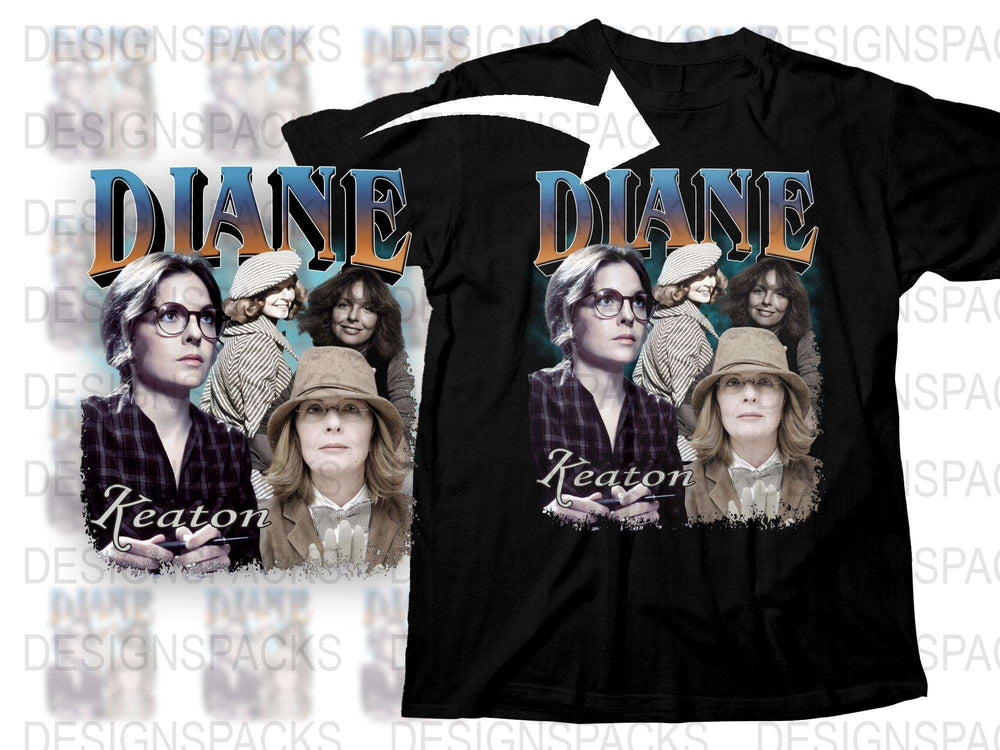 Diane Keaton Fan T-Shirt, Vintage Style Graphic Tee, Multiple Poses, Fashionable Casual Wear