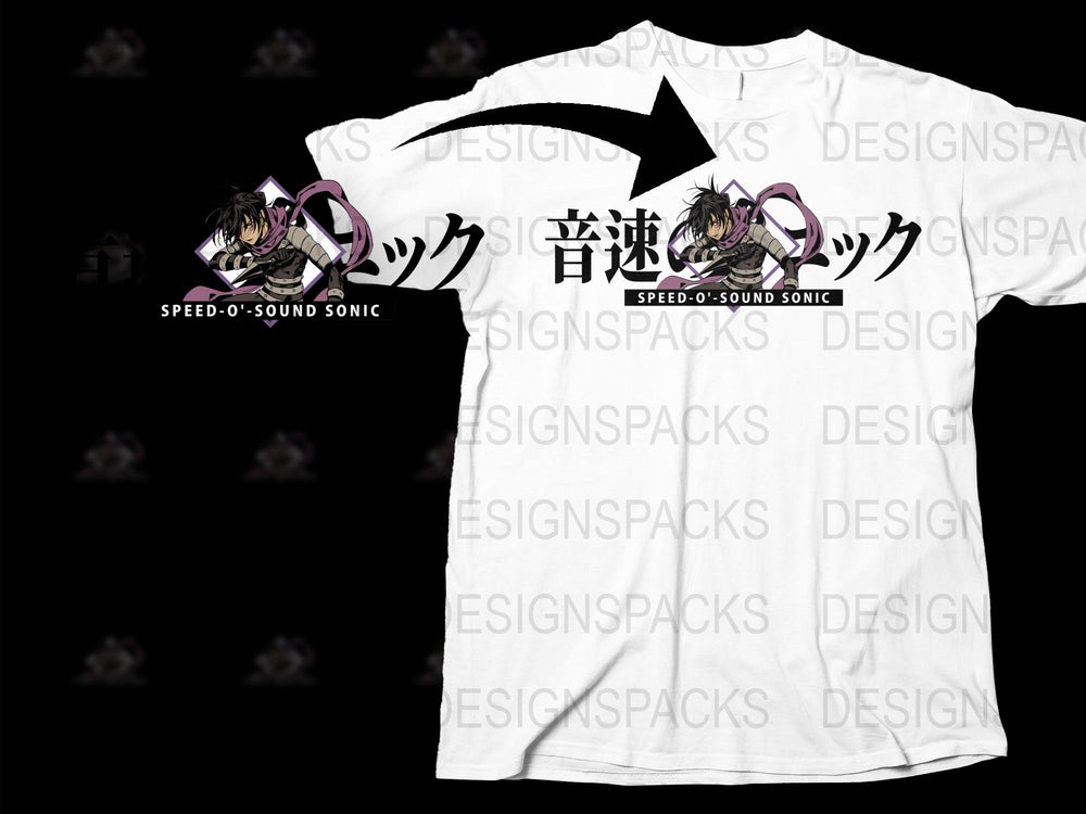 Speed-o-Sound Sonic T-Shirt, One Punch Man Anime Graphic Tee, Japanese Text, Manga Fan Apparel