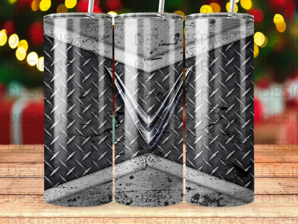 Grungy Silver Diamond Plate Black Chevron Design product type