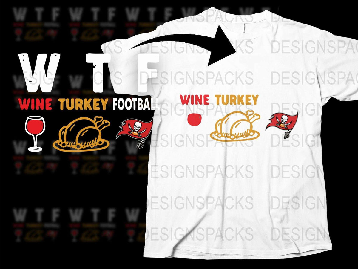 Wine Turkey Football Themed T-Shirt, Thanksgiving Holiday Shirt, Casual Unisex Graphic Tee, Fun Autumn Apparel