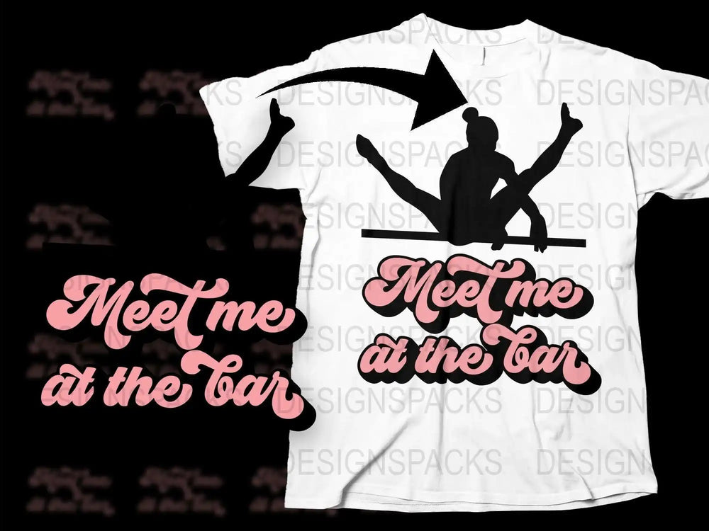 Meet Me at the Bar Funny Gym T-Shirt, Fitness Workout Tee, Casual Sports Clothing, Unisex White Shirt with Graphic Print