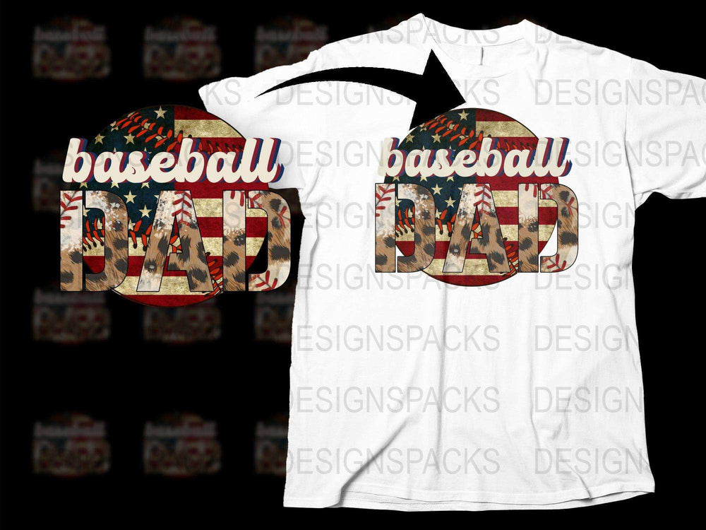 Baseball Dad T-Shirt Camouflage Pattern Father's Day Gift Sports Fan Apparel Casual Wear Family Outing Shirt