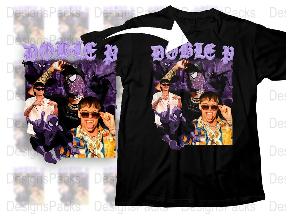 Colorful Unisex T-Shirt with Doller P Graphic, Vibrant Purple and Orange Design, Trendy Streetwear Tee for All Ages